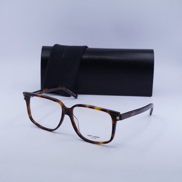 Saint Laurent SL599OPT 002 Square Eyeglasses 58mm – Dark Havana - Picture 4 of 11